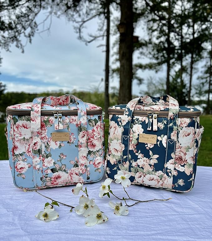 Kwang Min Insulated Insulated Cooler Bag,Reusable Large Lunch Bag for Women, Great for Outdoors,Camping,Party,Premium Quality,Adjustable Strap,Foldable