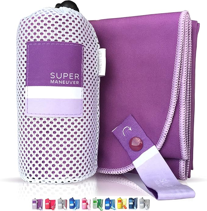 Travel, Sports & Beach Towel - Lightweight, Compact, Absorbent, Quick-Dry, Soft Microfiber Suede - For Camping, Hiking, Gym, Beach, Yoga, CrossFit, Swimming, and Adventures (Purple, M (20x40"))