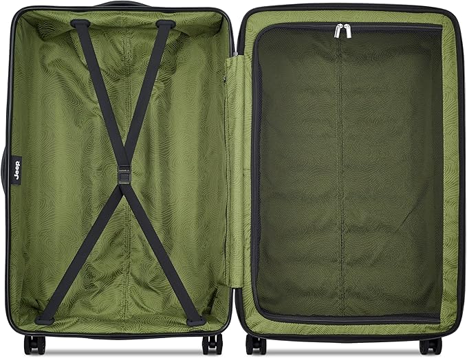 Jeep JH004C Hardside Expandable Luggage with Spinner Wheels, Beige, Checked-Large 28 Inch