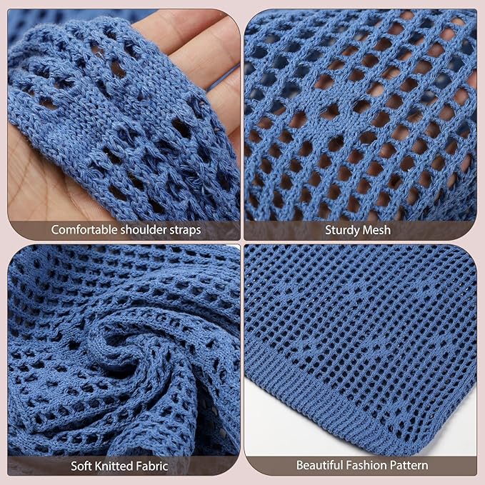 Sightor Crochet Tote Bag, Mesh Beach Bag Knit Summer Hobo Bag Vacation Boho Tote Bag for Women