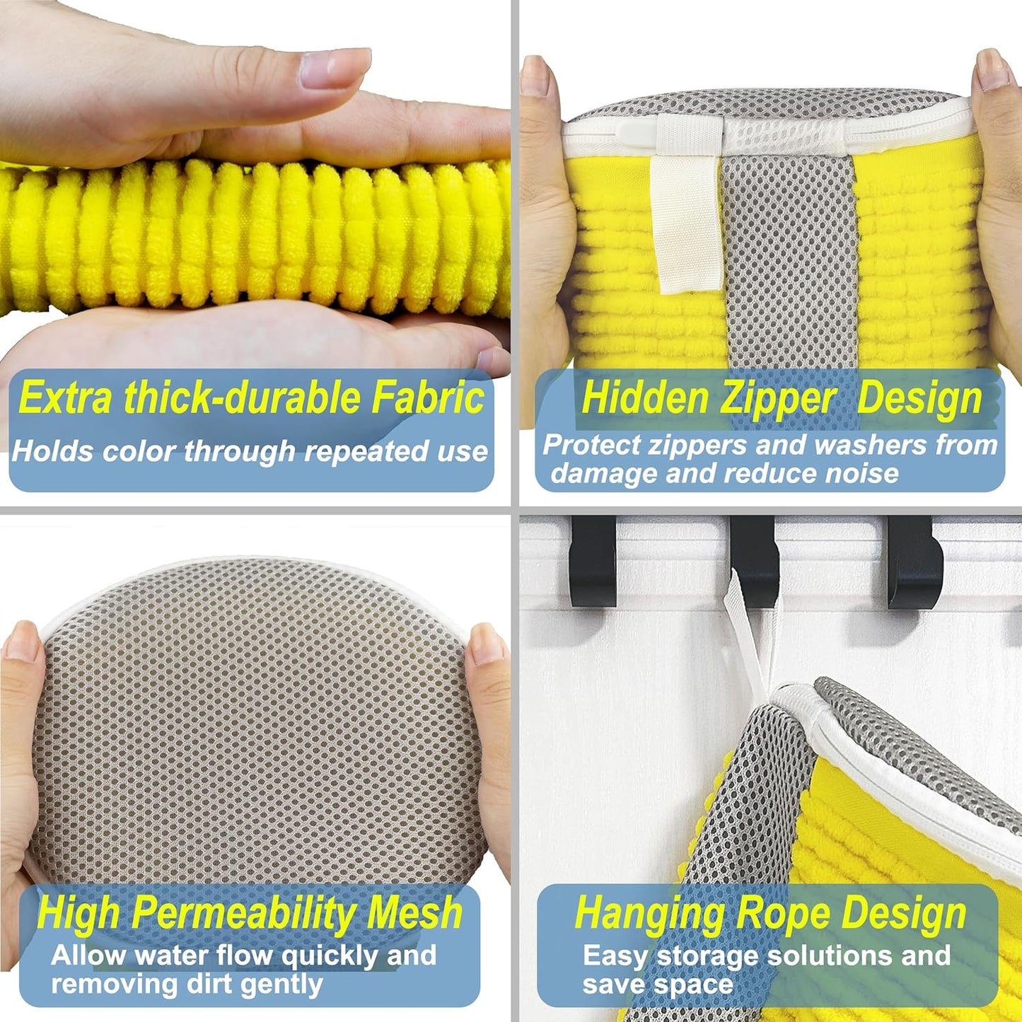 Shoe Washing Machine Bag – 360° Deep Clean Sneaker Laundry Bag with Cleaning Fibers and Zipper, Reusable Shoe Bag for Washing Machine, 2 Pack