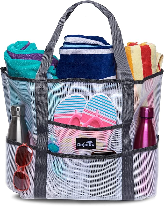 Dejaroo Mesh Sand Free Bag - Strong Lightweight Bag For Beach & Vacation Essentials. Tons of Storage!