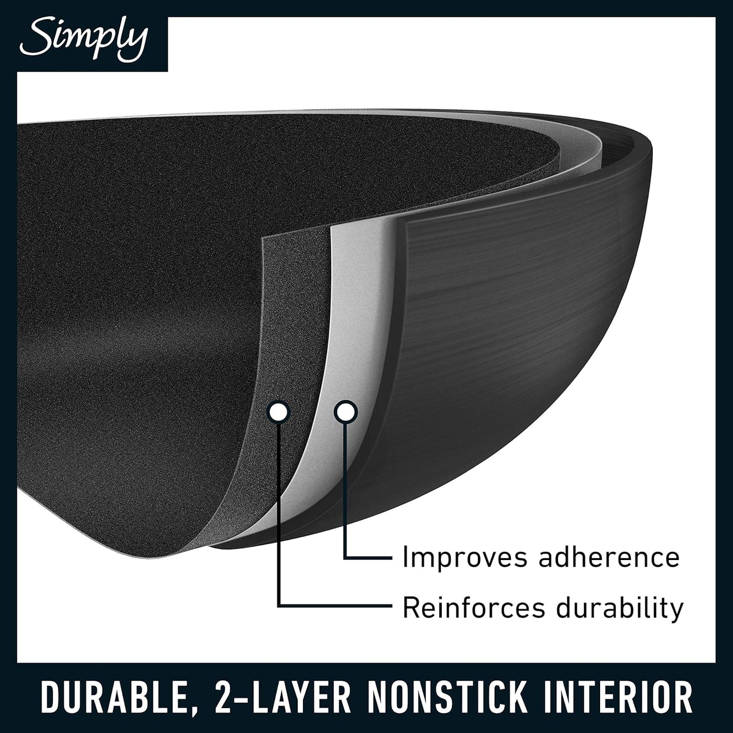 Calphalon 10-Piece Non-Stick Kitchen Cookware Set Black Pots & Pans with Stay-Cool Stainless Steel Handles Hard-Anodized Aluminum for Even Heating