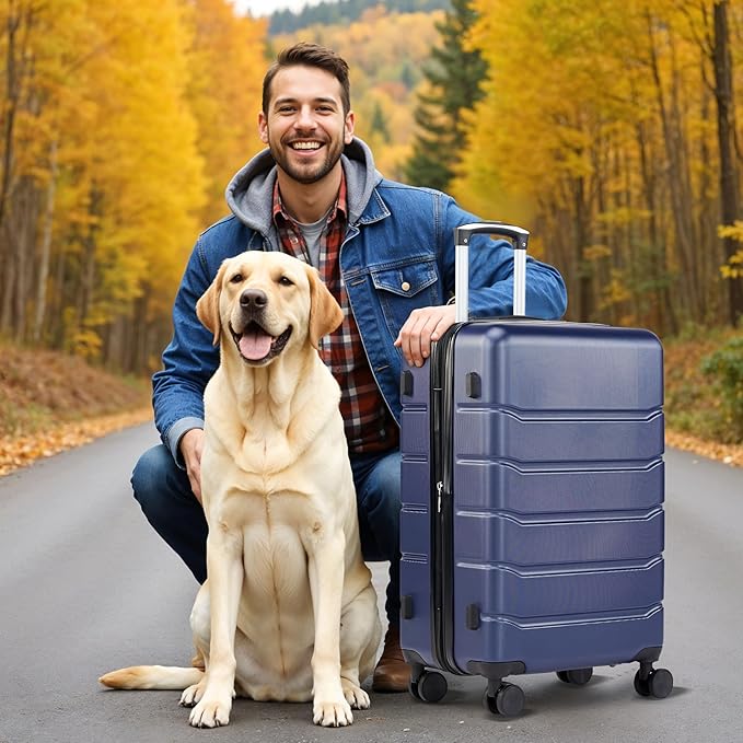 Simple Deluxe 20 Inch Hardside Carry On Luggage, Suitcase with Double Spinner Wheels & TSA Lock, Hard Shell Suitcase, Expandable Rolling Lightweight Luggage, Blue