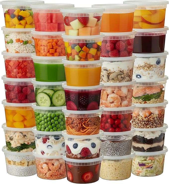 Plastic Deli Containers with Lids 16 oz (Pack of 100) – Leak-Proof, BPA-Free Food Storage Containers for Soup, Slime & Meal Prep, Stackable, Microwave, Dishwasher Safe, Reusable Clear Plastic