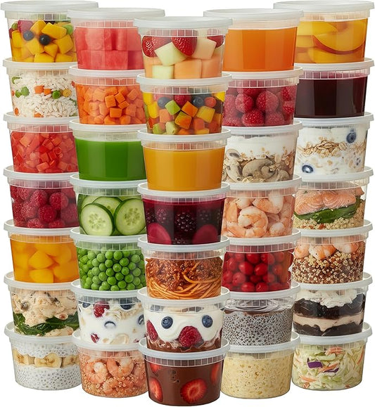 Plastic Deli Containers with Lids 16 oz (Pack of 100) – Leak-Proof, BPA-Free Food Storage Containers for Soup, Slime & Meal Prep, Stackable, Microwave, Dishwasher Safe, Reusable Clear Plastic
