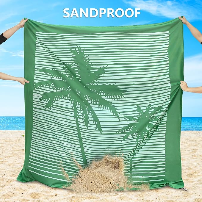 Beach Blanket Waterproof Sandproof Beach Mat for 1-8 Adults Quick Drying Durable Outdoor Picnic Mat for Beach Festival Travel Camping Hiking (COCOTREE, 79"×83"(4 Person))