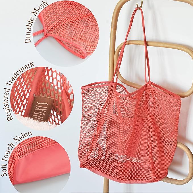 HOXIS Mesh Beach Tote Womens Shoulder Handbag