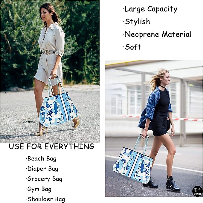 QOGiR Neoprene Multipurpose Beach Bag Tote with Inner Zipper Pocket … … … …