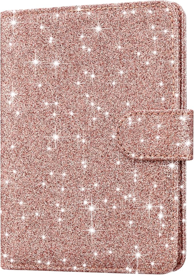 HOTCOOL Passport Holder Travel Essentials Airplane & Cruise Essentials Ship Leather Wallet Cover Case RFID Blocking Women & Men Vacation Travel Accessories Gifts Deals, Glitter - Rose Gold