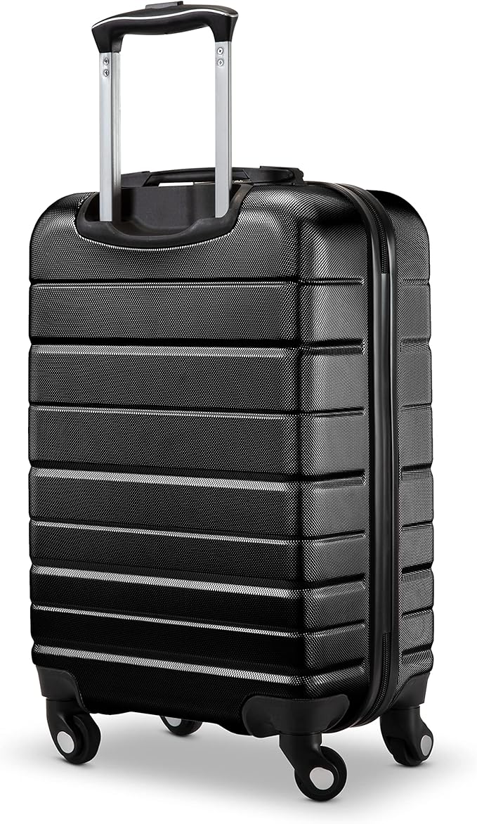 Skyway Epic 2.0 Hardside Lightweight and Durable ABS Shell Luggage, Spacious with 4-Wheel Spinners, Comfort Grip with Telescoping Handle, Men and Women, Black, 2-Piece Set (20, 24)