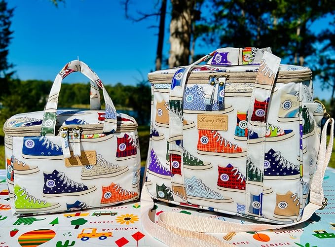 Kwang Min Insulated Insulated Cooler Bag,Reusable Large Lunch Bag for Women, Great for Outdoors,Camping,Party,Premium Quality,Adjustable Strap,Foldable