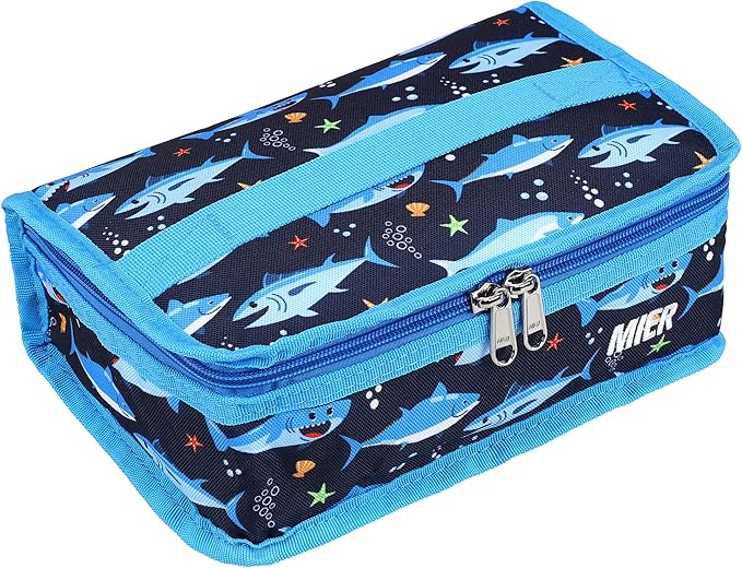 MIER Small Lunch Bag for Kids & Adults Compact Insulated Lunch Box Portable Thermal Mini Cooler for Work School Travel, Blue Shark
