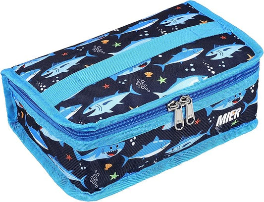 MIER Small Lunch Bag for Kids & Adults Compact Insulated Lunch Box Portable Thermal Mini Cooler for Work School Travel, Blue Shark
