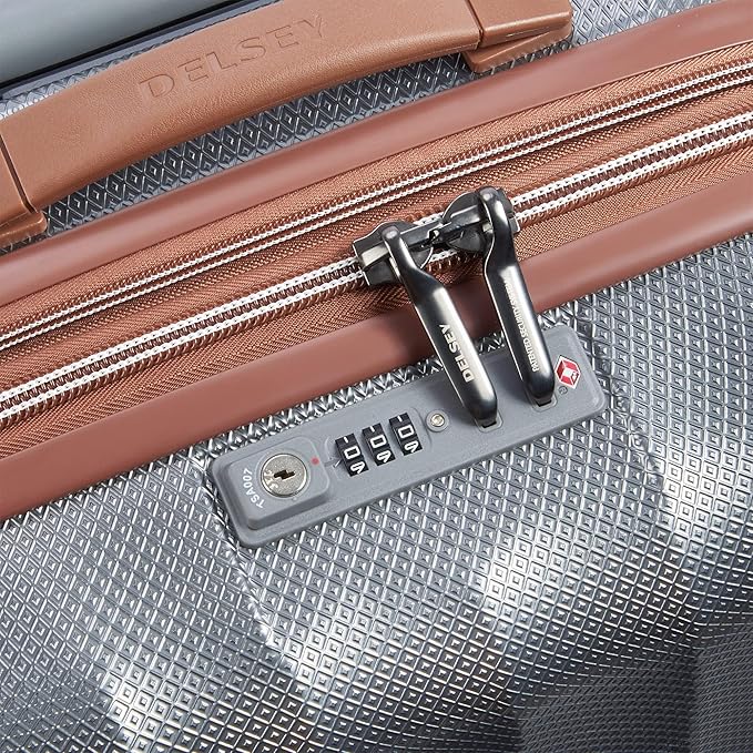 DELSEY PARIS St. Tropez Hardside Expandable Luggage with Spinner Wheels, Graphite, Checked-Medium 24 Inch