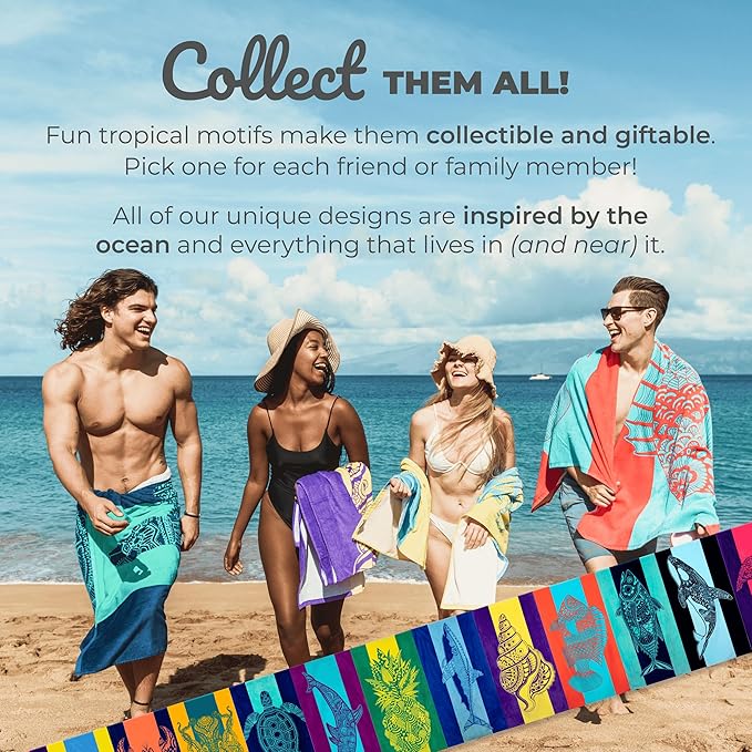 Nova Blue Dolphin Beach Towel – Tropical Blue & Purple Colors with A Unique Design, Extra Large, XL, Pool Towels (34”x 63”) Made from 100% Cotton