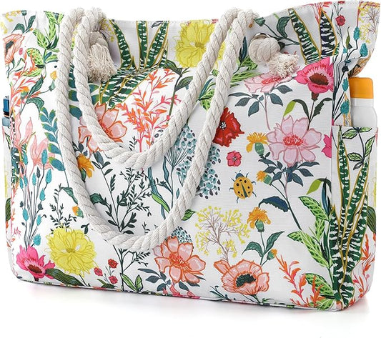 Tavaleu Beach Bags for Women - Large Beach Tote Bag, Women Sandproof Pool Bag for Pool Gym Grocery Travel