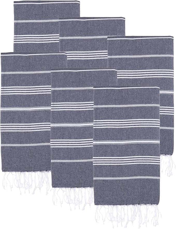 Turkish Beach Towels, Pack of 6 | Oversized, Quick Dry, Sand Free | 100% Cotton, Large 38x71 Towels for Beach, Pool, Travel | Ultra-Soft, Compact, and Absorbent | Navy