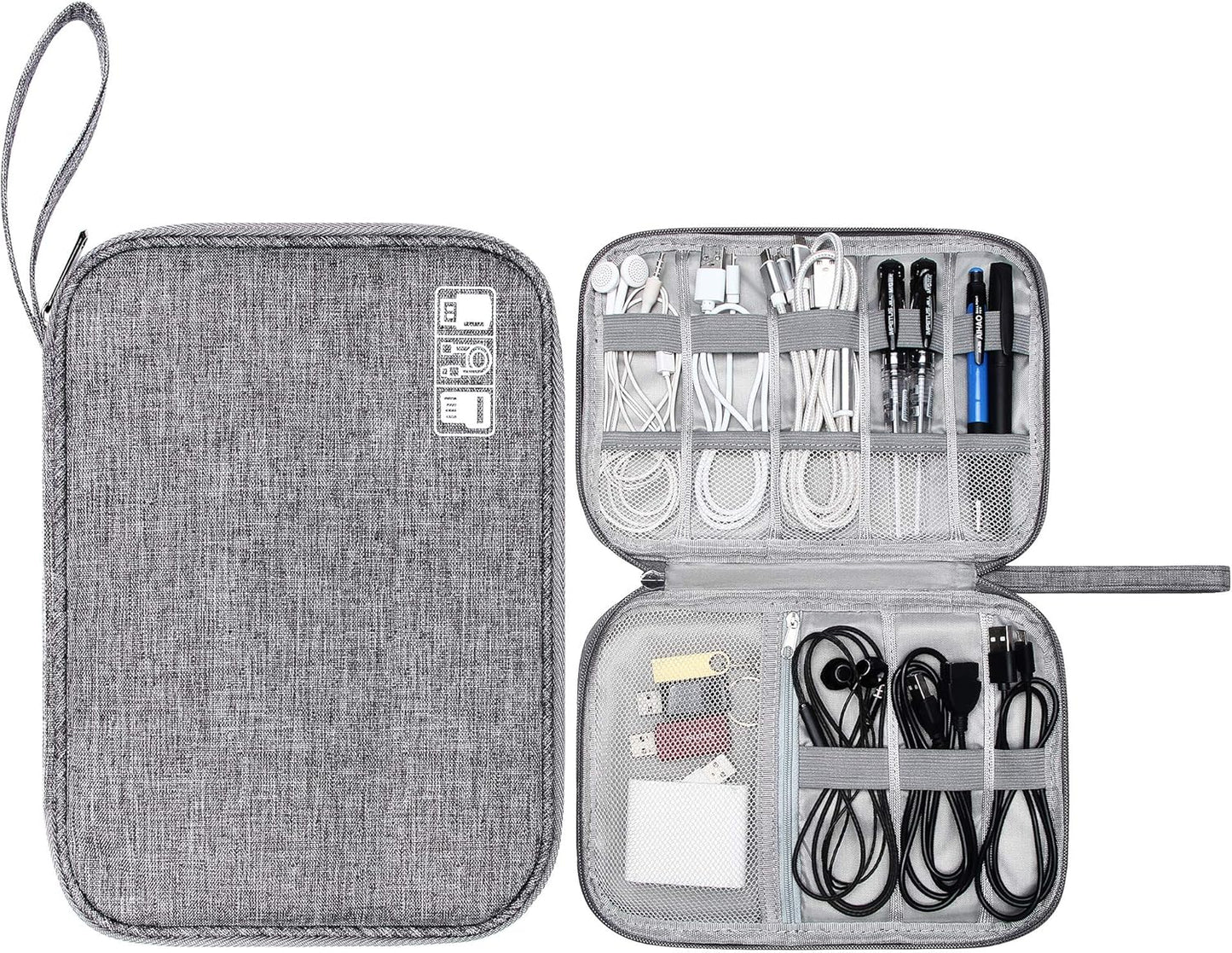 CILLA Travel Cord Organizer Case, Portable Waterproof Storage Bag for Charger, Cord, USB, Power Bank, Earphone, SD Card, Travel Essentials