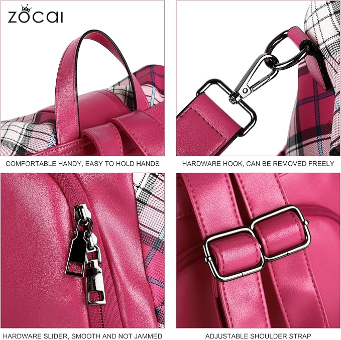 ZOCAI Backpack Purse for Women Fashion Backpack Purses PU Leather Daypacks Anti-Theft Shoulder Bag Satchel Purse