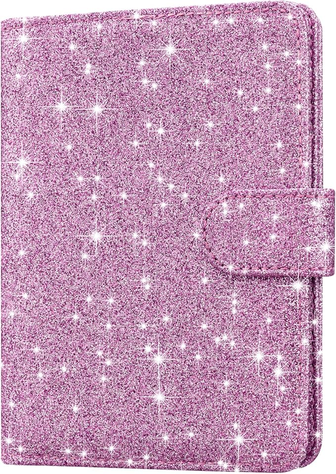 HOTCOOL Passport Holder Travel Essentials Airplane & Cruise Essentials Ship Leather Wallet Cover Case RFID Blocking Women & Men Vacation Travel Accessories Gifts Deals, Glitter - Purple