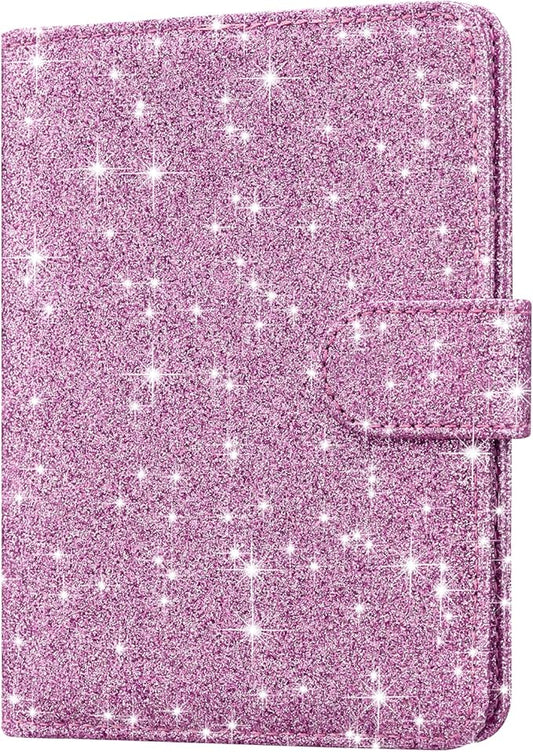 HOTCOOL Passport Holder Travel Essentials Airplane & Cruise Essentials Ship Leather Wallet Cover Case RFID Blocking Women & Men Vacation Travel Accessories Gifts Deals, Glitter - Purple