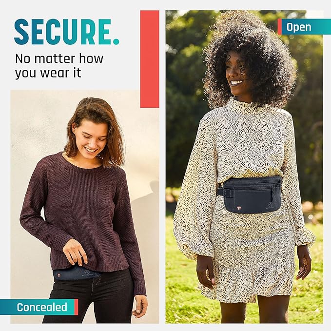 Alpha Keeper Hidden Travel Money Belt - RFID Blocking Waist Wallet & Passport Holder for Women and Men, Anti-Theft Slim Security Pouch