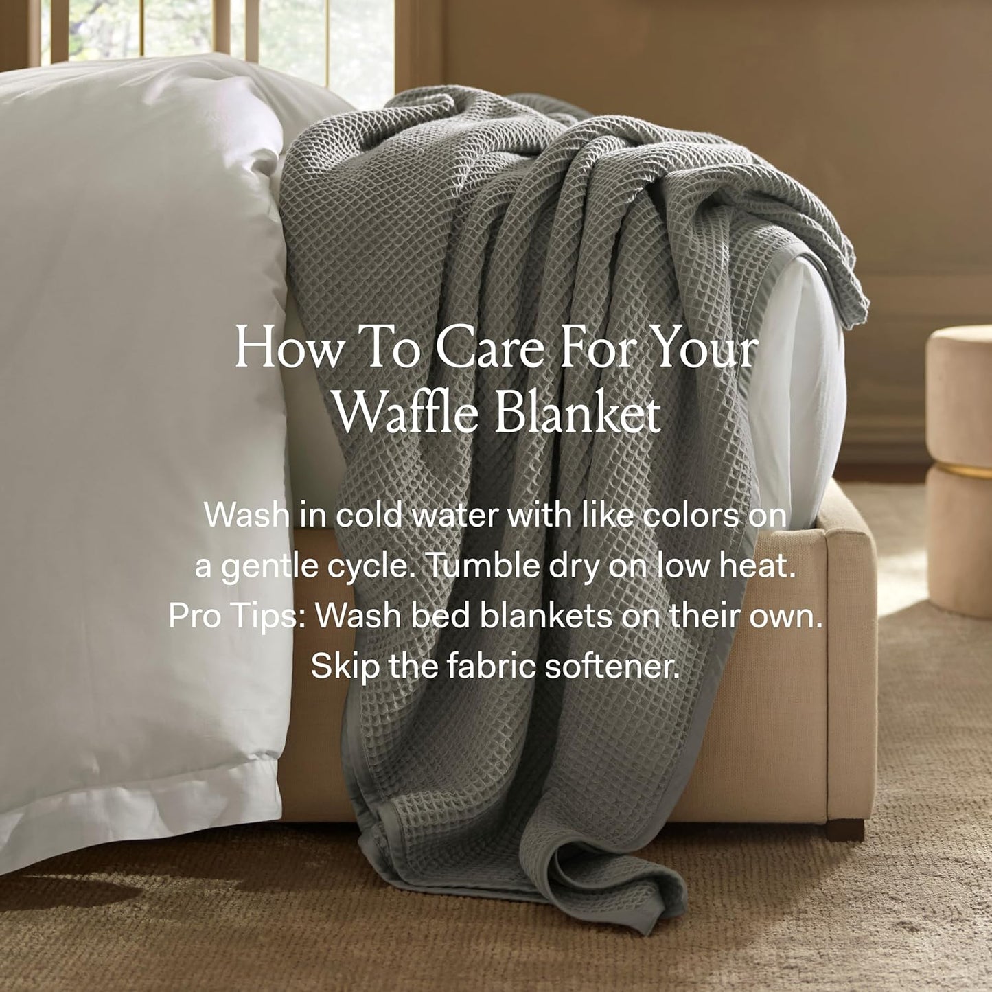 BOLL & BRANCH Waffle Bed Blanket - Twin, Pewter - Luxury 100% Organic Cotton - Soft, Lightweight and Breathable - Textured Waffle Weave Design