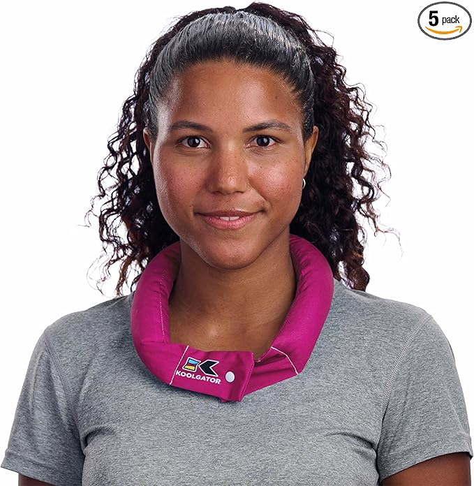 KOOLGATOR Evaporative Cooling Neck Wrap – Reusable Neck Cooler with Long Lasting Relief During Hot Weather Activities, Sports, & Outdoor Work, Deep Pink, 5 Pack