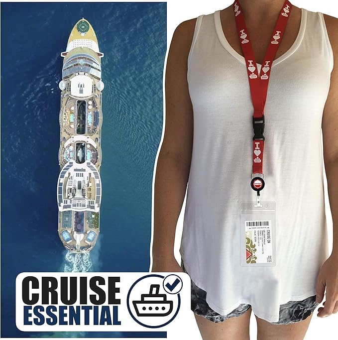 Cruise On Cruise Lanyard for Ship Cards – 2-Pack Retractable Badge & Waterproof Key Card Holder for Ship Cards – Cruise Essentials 2026-2027, Perfect for Travel & Vacation (Red)