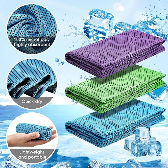 Redbaker 90 Pack Cooling Towels Bulk for Neck and Face 40" x 12" Ice Cool Towel Multicolored Microfiber Sweat Rag for Gym Workout Running Yoga Fitness Travel Outdoor Sports(Bright Color)