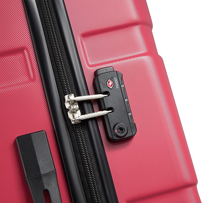 United Colors of Benetton Now! Hardside Luggage with Spinner Wheels, Red, Checked-Medium 23 Inch