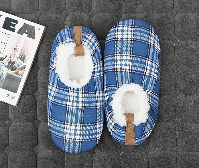 Keyela Mens Slipper Socks With Non Skid Bottoms, Warm Slipper Socks With Grippers For Men, Fuzzy House Slippers