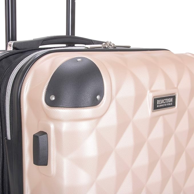 Kenneth Cole REACTION Diamond Tower Collection Lightweight Hardside Expandable 8-Wheel Spinner Travel Luggage, Rose Gold, 20-Inch Carry On