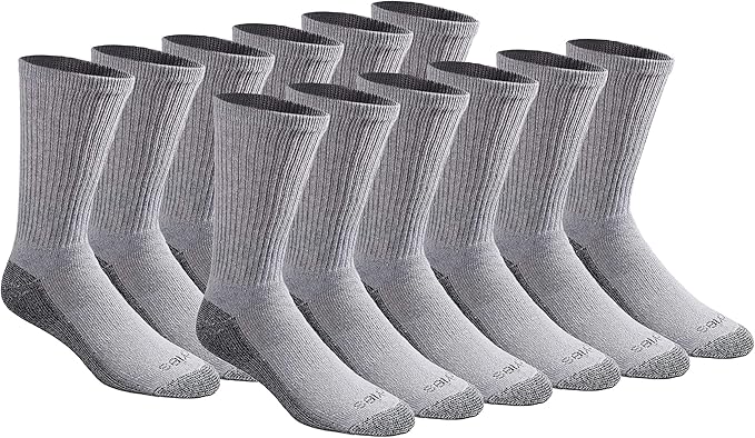 Dickies Men's Dri-Tech Original Moisture Control Crew Socks, Available in M-XXL (6, 12, 18 Pairs)