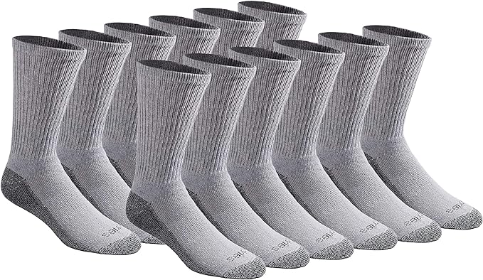 Dickies Men's Dri-Tech Original Moisture Control Crew Socks, Available in M-XXL (6, 12, 18 Pairs)