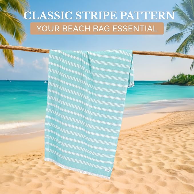 Casa Platino Sand Free Beach Towel, Oversized Pool Towels with Pre-Washed Quick Dry Fabric, Lightweight Design for Travel or Beach, Ideal for Lounging Comfortably Outdoors – 39"x71", Aqua