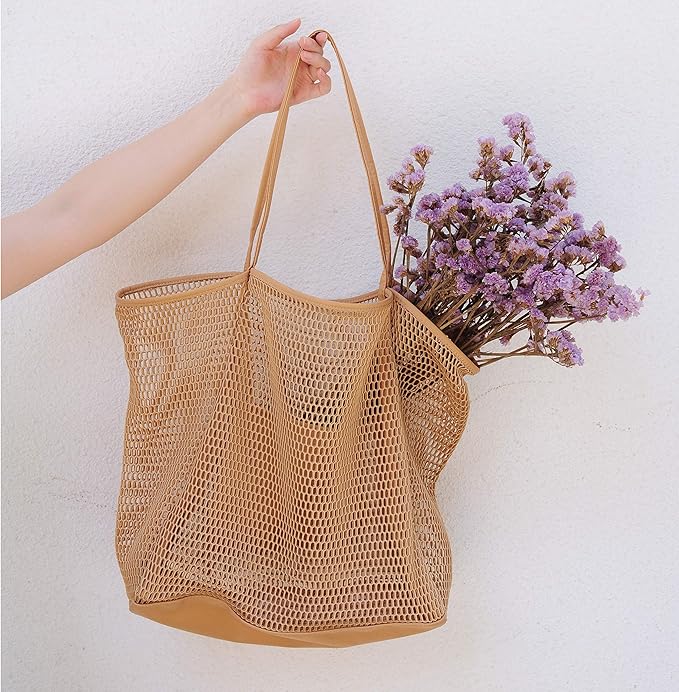 HOXIS Mesh Beach Tote Womens Shoulder Handbag