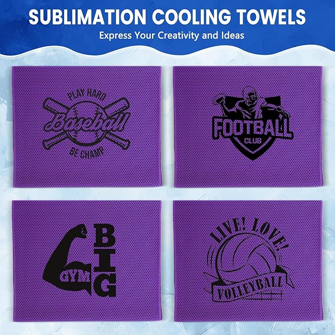 Hosuly 50 Pack Cooling Towels, 40"x12" Yoga Towels Ice Breathable Soft Chilly Sweat Rag Microfiber Workout Rags for Neck and Face for Gym Golf Sport Running(Purple)