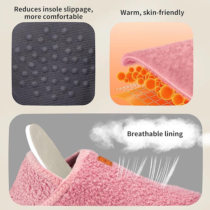 Women's Men's Fuzzy Fur Slippers Casual House Shoes Non Slip Barefoot Slipper Socks Warm Closed Back Indoor Outdoor Shoes