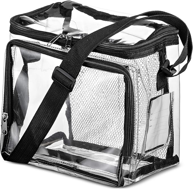 SP HOME GOODS Stadium Approved Clear Tote Bag with Adjustable Strap, Front Storage Compartment, and Mesh Pockets - See Through Zippered Clear lunch Bags for Work, School, Concerts