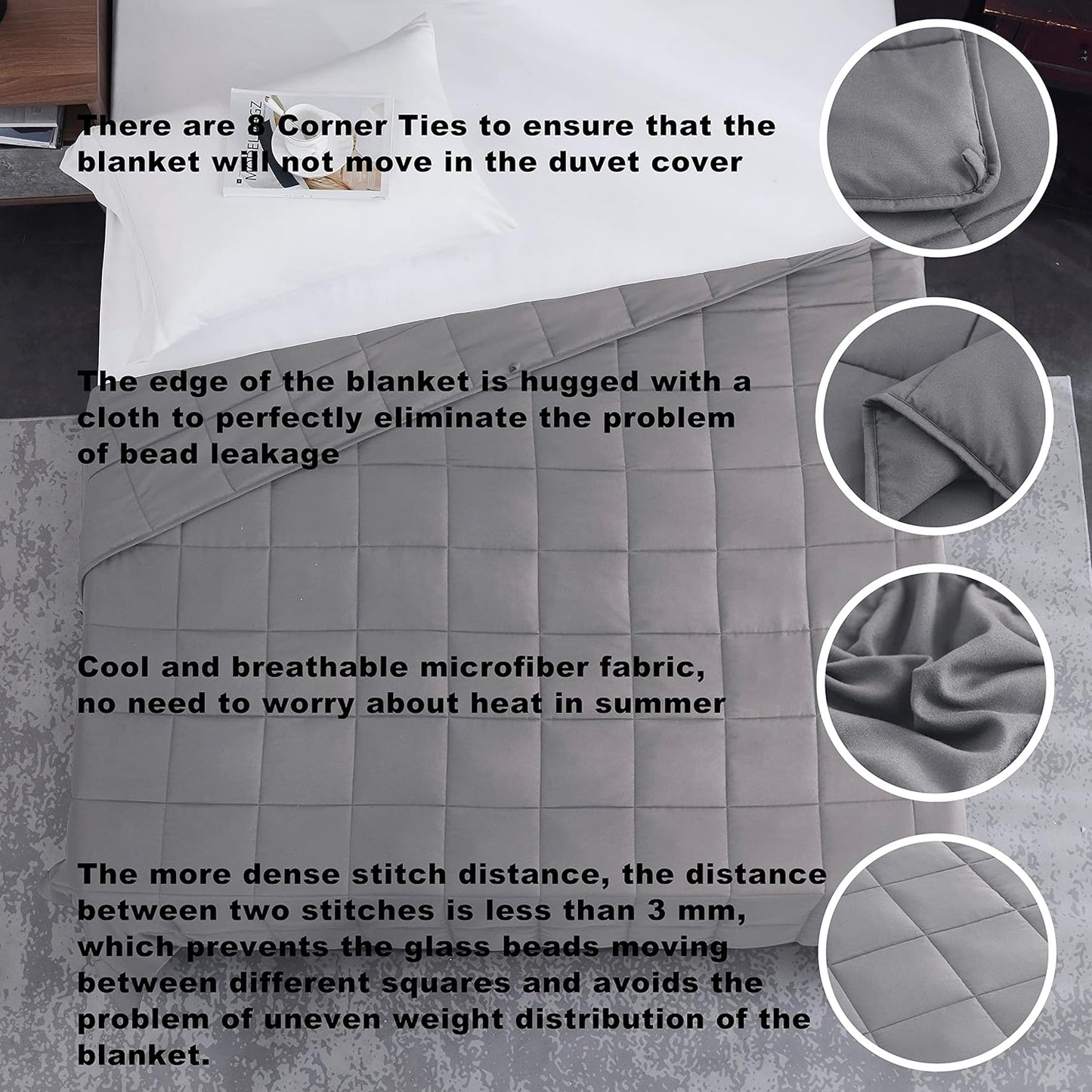 L'AGRATY Weighted Blanket - 80"x87" 25lbs Cooling Breathable Heavy Blanket Microfiber Material with Glass Beads for Adult All-Season Summer Fall Winter Soft Thick Comfort