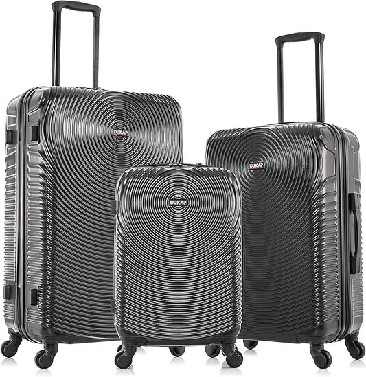 DUKAP INCEPTION Luggage with Spinner Wheels | Durable Lightweight Hardshell Suitcase,Travel Sets with Handle and Trolley | (20in, 24in, 28in) 3 Piece Luggage Set | Black