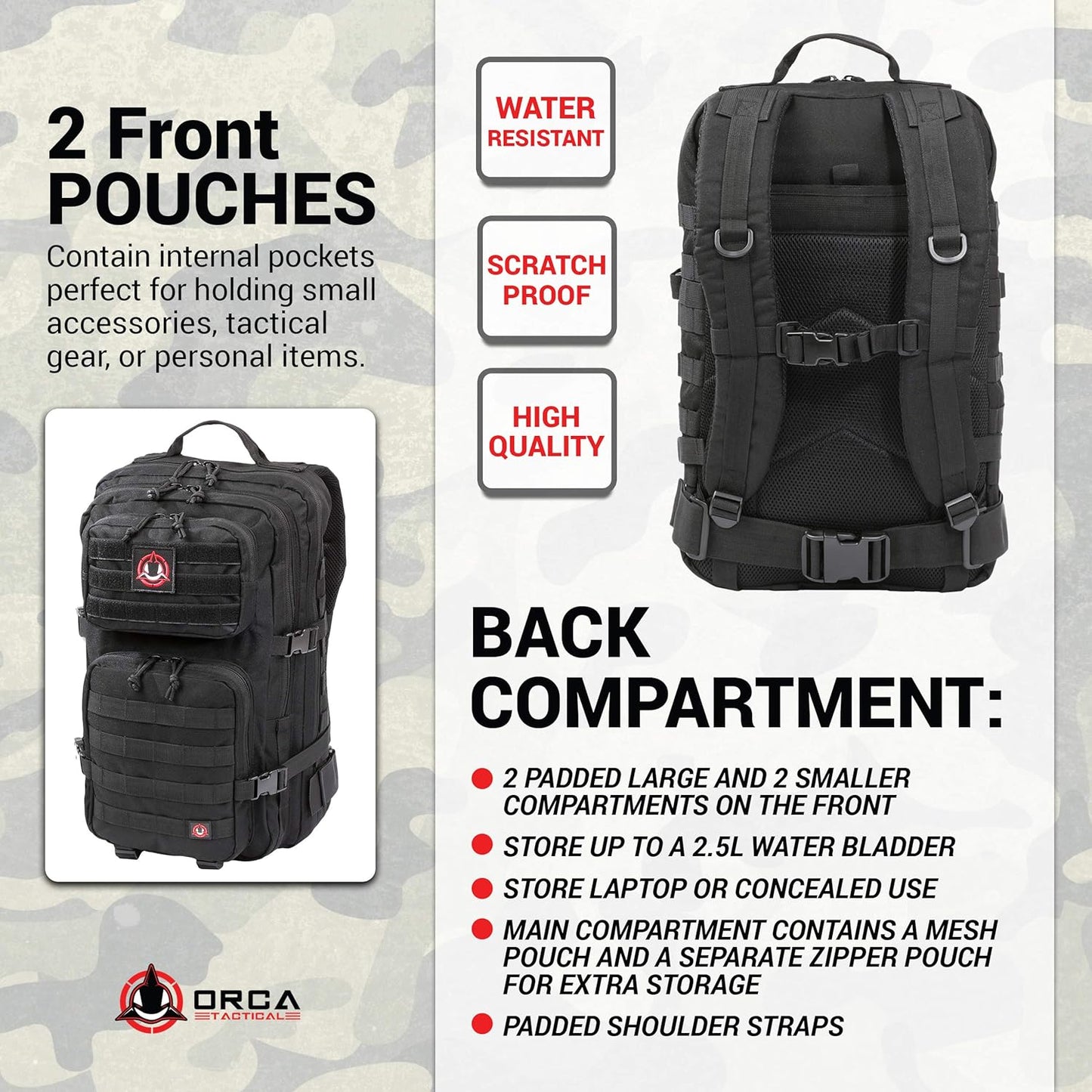 Backpack 40L Large Military 1 to 3 Day Molle Assault Pack Rucksack Army Bag