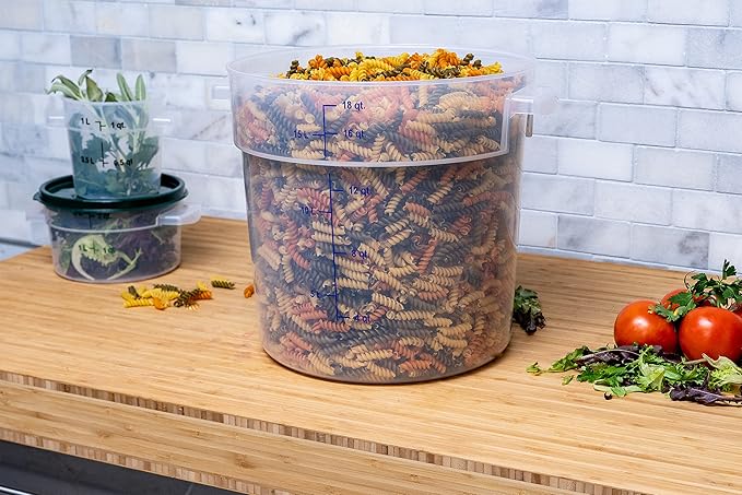 Carlisle FoodService Products Storplus Round Food Storage Container with Stackable Design for Catering, Buffets, Restaurants, Polypropylene (Pp), 18 Quart, Clear, (Pack of 6)