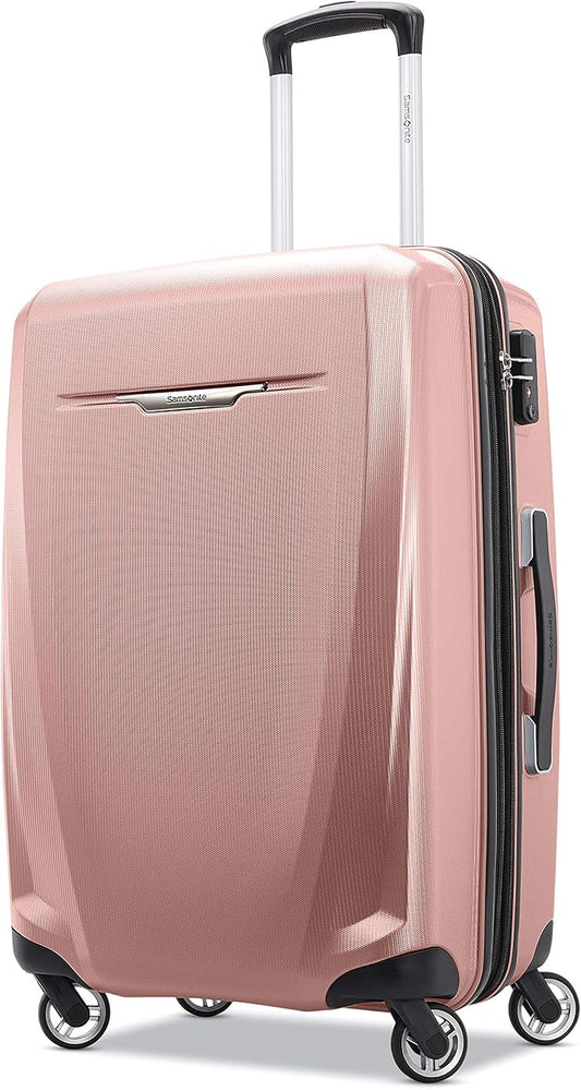 Samsonite Winfield 3 DLX Hardside Expandable Luggage with Spinners, Checked-Medium 25-Inch, Rose