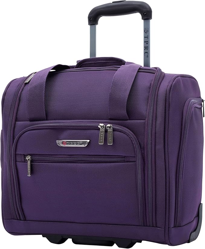 TPRC 15" Smart Underseat Carry-On Luggage with USB Charging Port, Purple