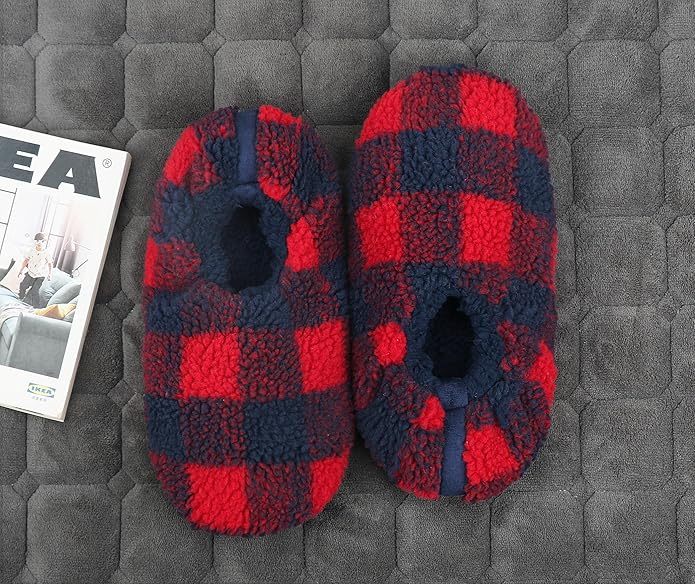 Keyela Mens Slipper Socks With Non Skid Bottoms, Warm Slipper Socks With Grippers For Men, Fuzzy House Slippers
