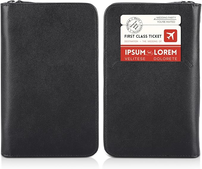 Polare Full Grain Leather Passport Holder Cover Case for Men RFID Blocking Travel Wallet Holds 4 Passports (Black with AirTag Slot)