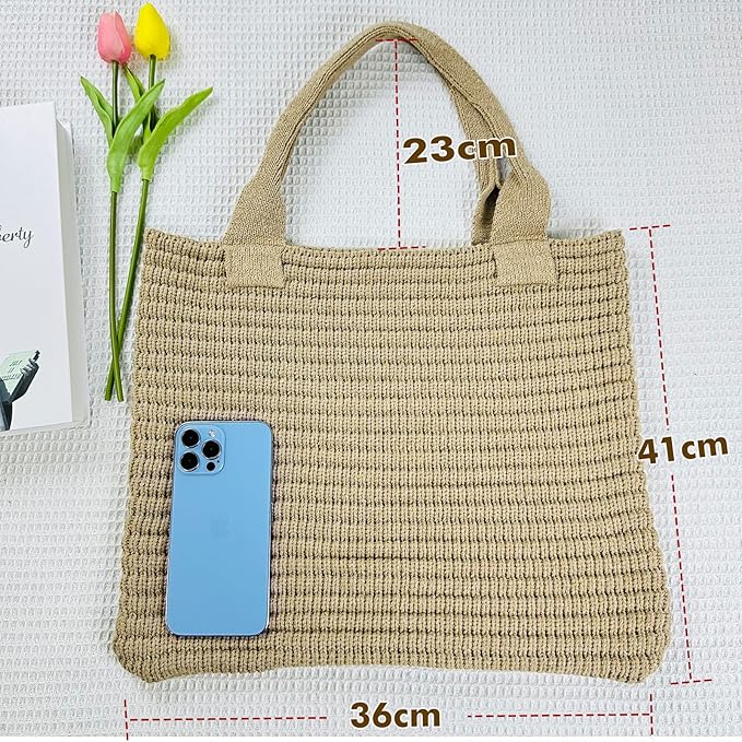 SUOSDEY Crochet Mesh Beach Tote Bag, Knit Summer Vacation Aesthetic Boho Tote Bag for Women